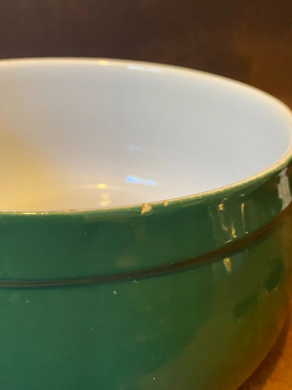 1990s Emile Henry Forest Green Round Ceramic Casserole Dutch Oven Vintage